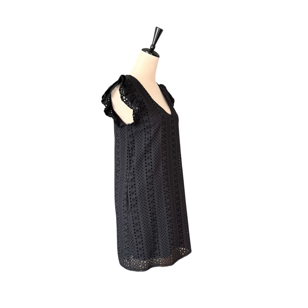 NWT Evereve Tinsley Black Eyelet Ruffle Sleeve Mini Dress LBD Size XS (US 2) - Picture 4 of 14
